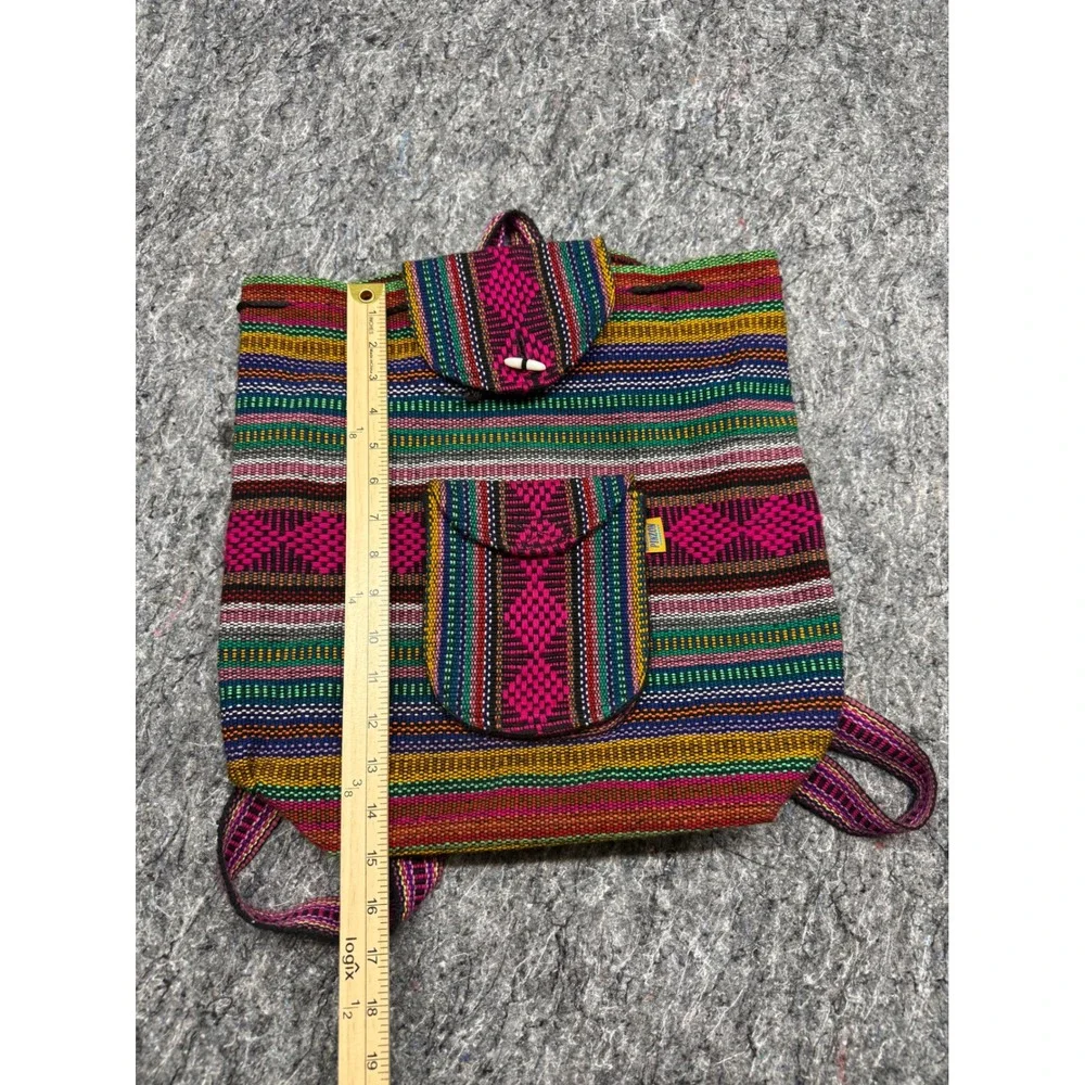 Artesanias MR Pinzon Woven Mexican‎ Backpack Multi Color Striped Boho Bag Emisa